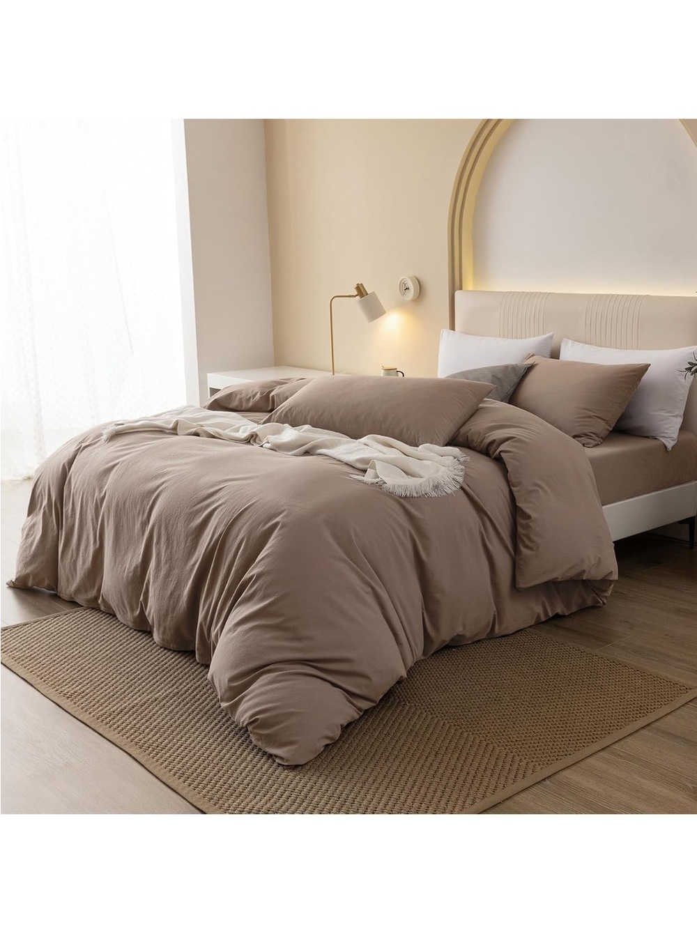 NEW Queen 100% Washed Cotton Duvet Cover Set, 3-Piece, Relaxed Linen Feel - Picture 3 of 7